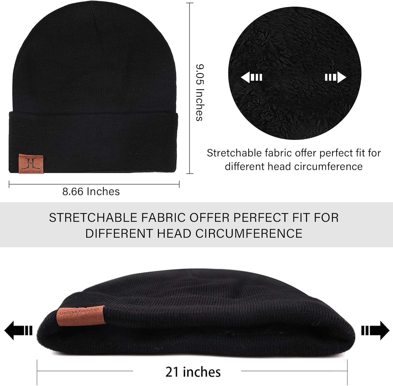 Winter Warm Beanie Hat Touchscreen Gloves Set, Soft Skull Cap Gloves Set for Men and Women with Warm Knit Fleece Lined - Image 2