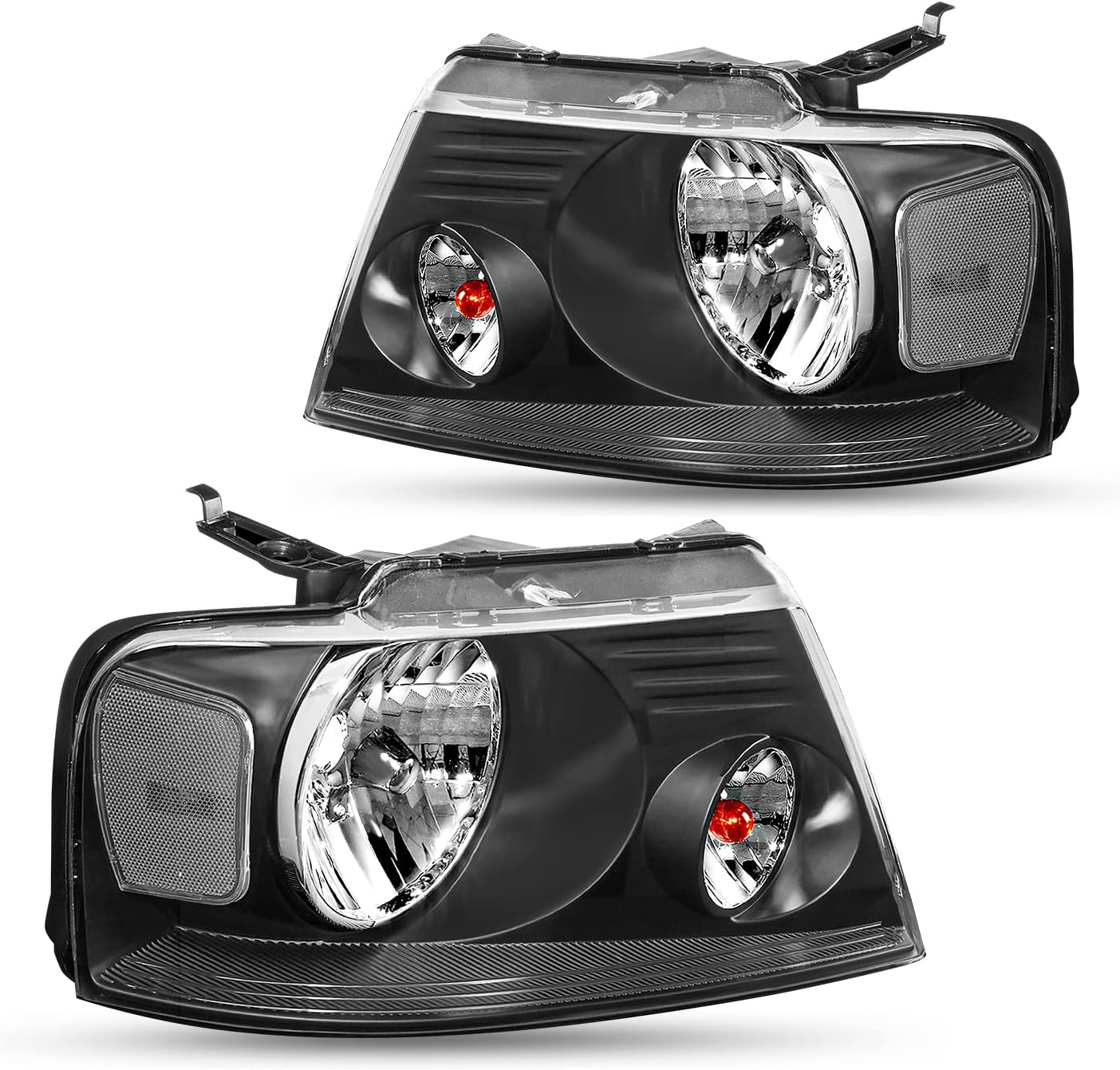 SOCKIR Headlight Assembly Replacement Compatible with 2004-2008 Ford F150 / 2006-2008 Lincoln Mark LT (Clear Housing with Clear Reflector)