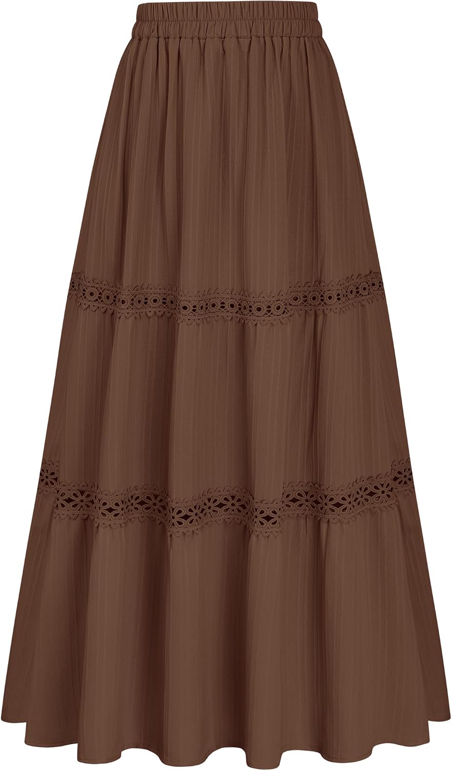 Women's Maxi Skirts 2026 High Waisted Boho Tiered Crochet Skirt | 2 Side Pockets,S-2XL, Casual, High Waisted, with lining