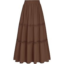 HUSKARY Womens Maxi Skirts 2026 High Waisted Boho Tiered Crochet Skirt