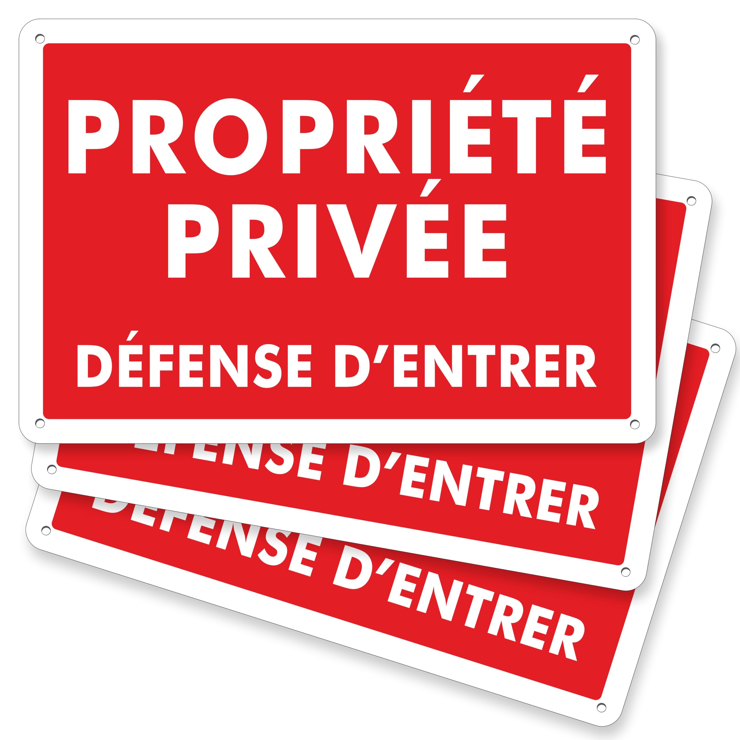 Pubblimania 3 PROPRIETE PRIVE - DEFENSE D'ENTRER panneau plaque en métal aluminium, épaisseur 3 mm avec 4 trous (Lot de 3 Cm 30x20)