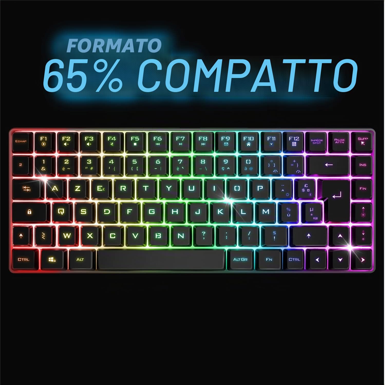 SPIRIT OF GAMER - Tastiera Gaming Wireless TKL 65% - Tasti Semi-Meccanici di cui 25 Anti-Ghosting - Connettività Wireless e Bluetooth - Compatibile con PC Gaming, Smartphone o Tablet