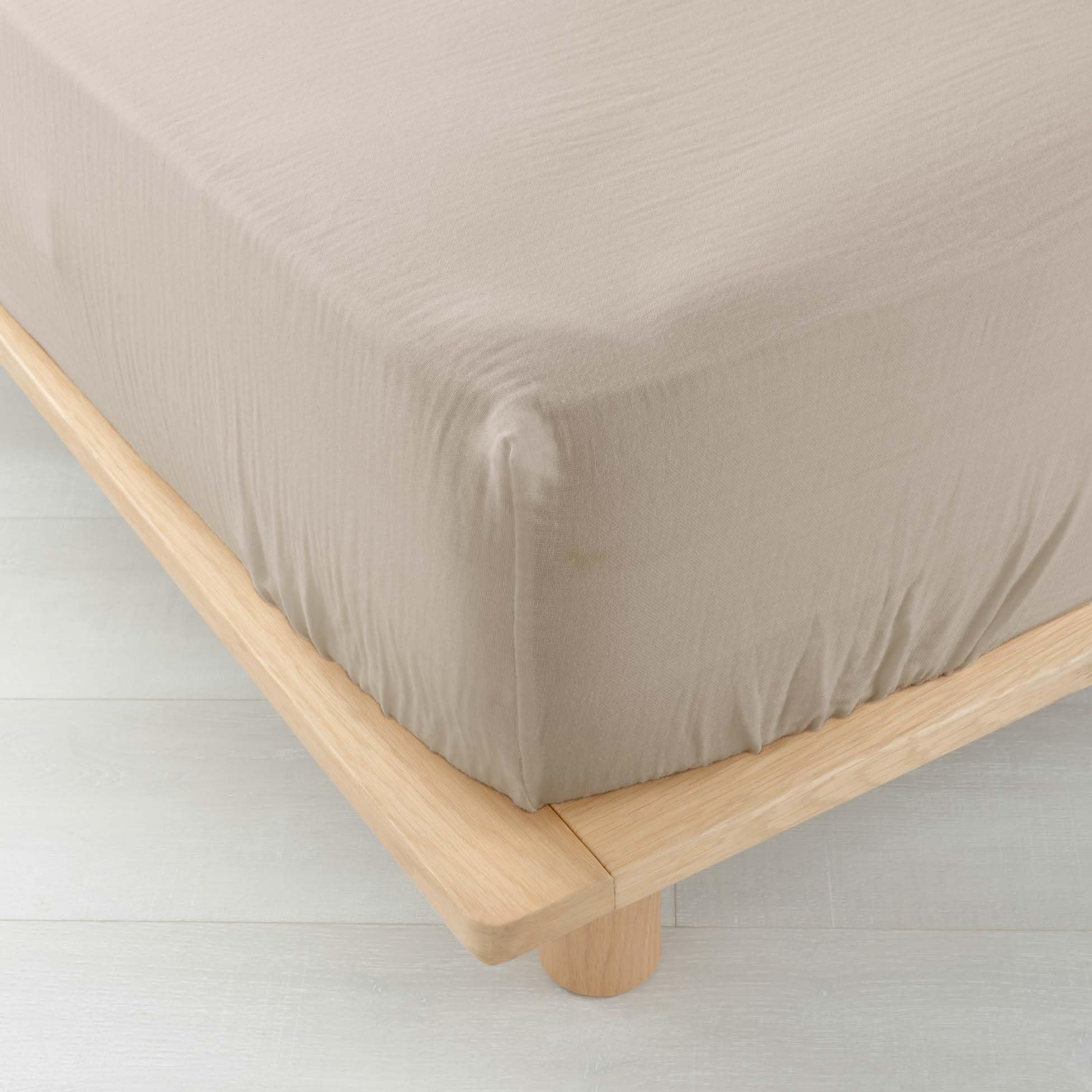Douceur d'Intérieur, Fitted Sheet (140 x 190 cm) Angelia Sand, Cotton Gauze