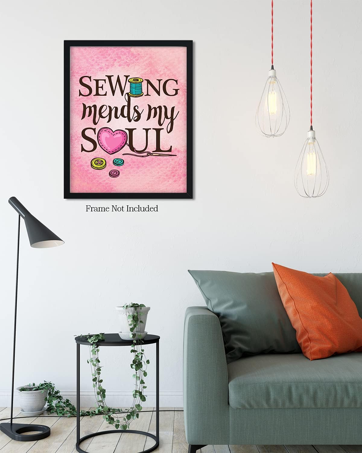 Govivo Sewing decor for sewing room - Sewing Mends My Soul wall decor - Wall art gift for craft room or she shed - - 16x20 unframed poster