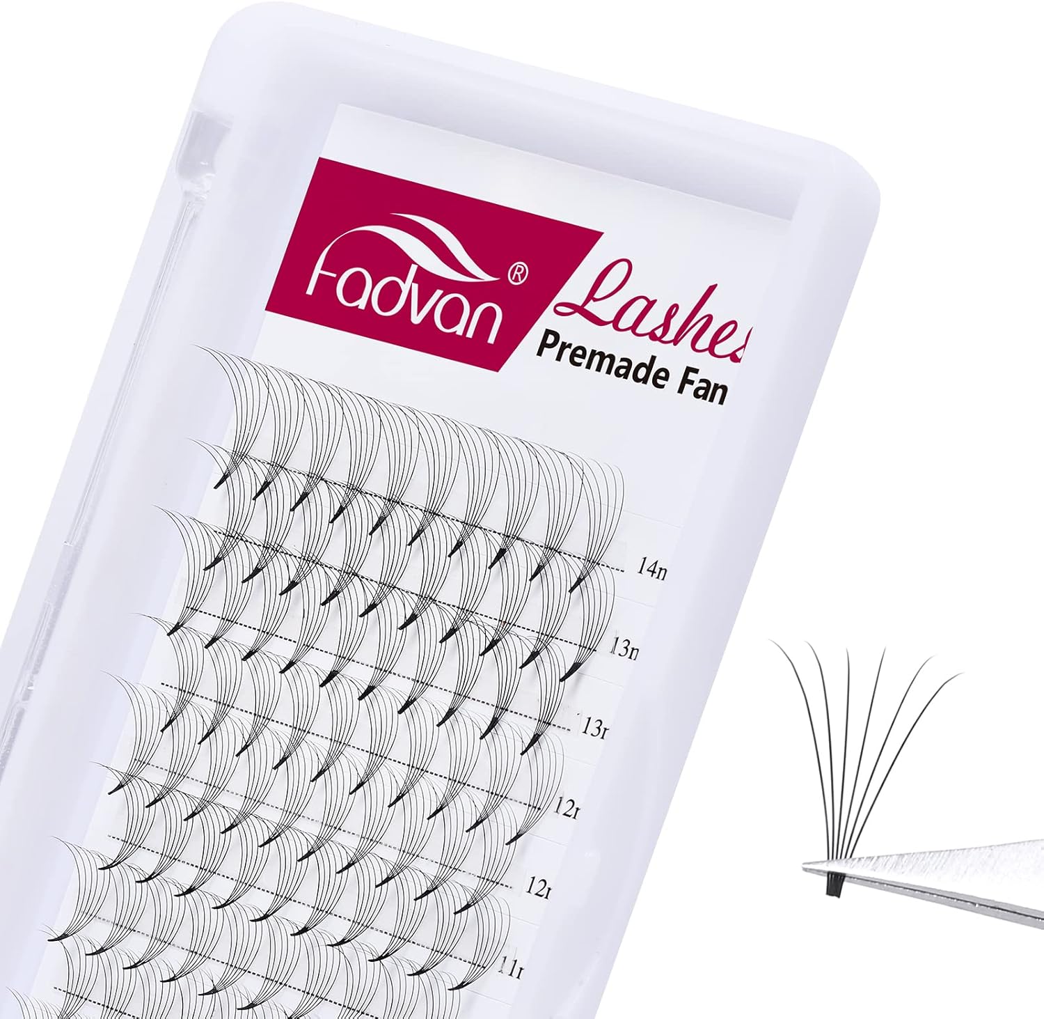Pre Made Fans Lashes 6D Pointy Base Premade Eyelash Extension 0.07mm C Curl 8-14mm Mixed Length Volume Russian Lash FADVAN(6D-0.07C-MIX)