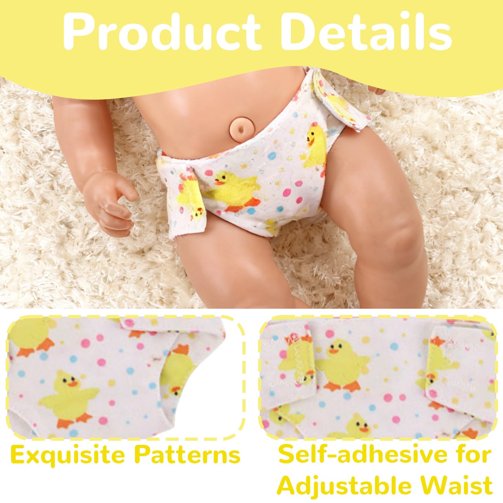 Xerteam 4 Pcs Doll Nappies 4 Doll Socks, Baby Doll Accessories Set for 12-18 Inch Doll - Image 2