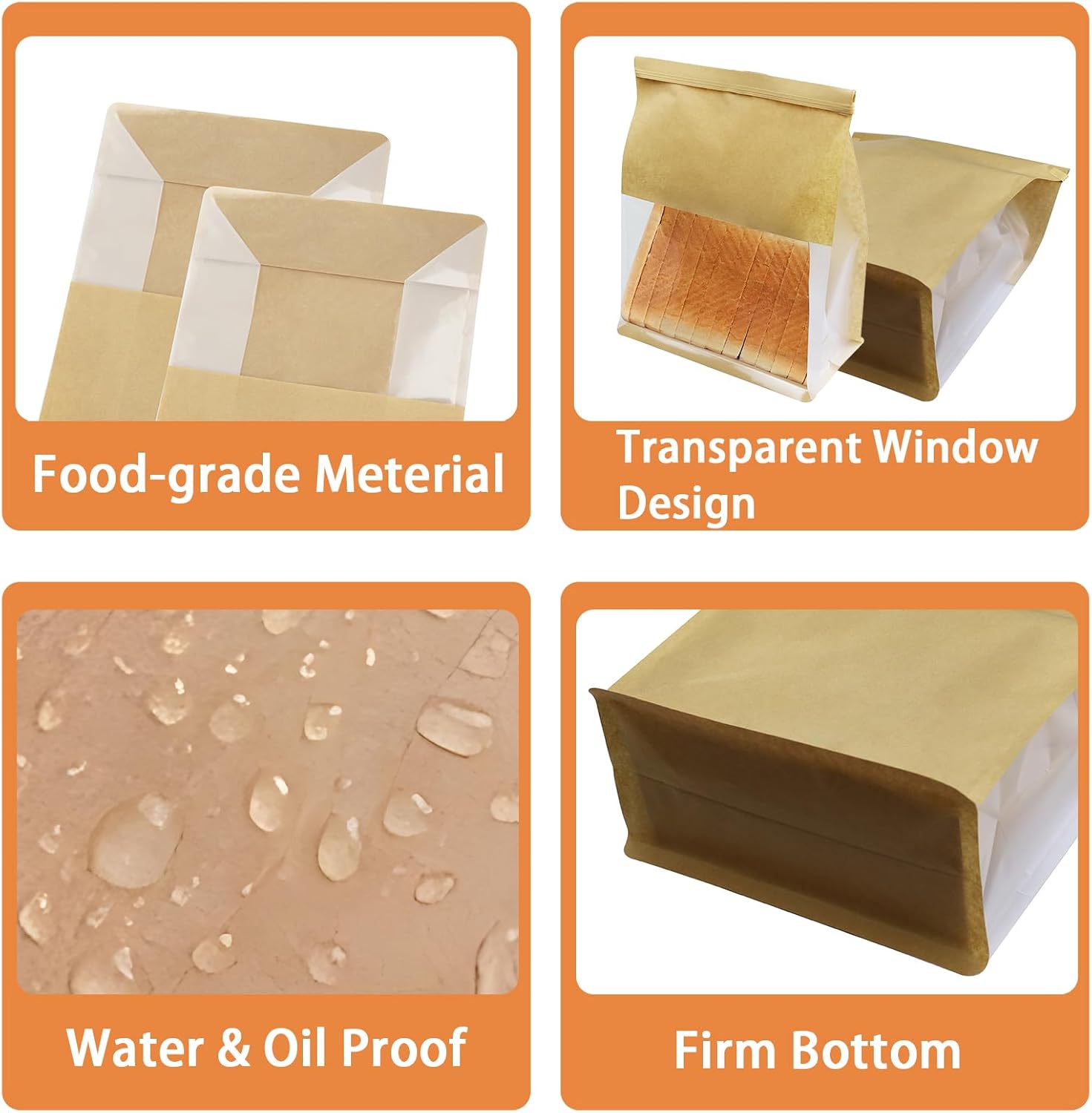 120 PCS Large Paper Bread Bags for Homemade Bread Sourdough - 11.2x8.6x4.5 Inch Kraft Sourdough Bread Bags with Clear Window & Tin Tie Lock, Bakery Bags for Loaf, Cookie & Candy