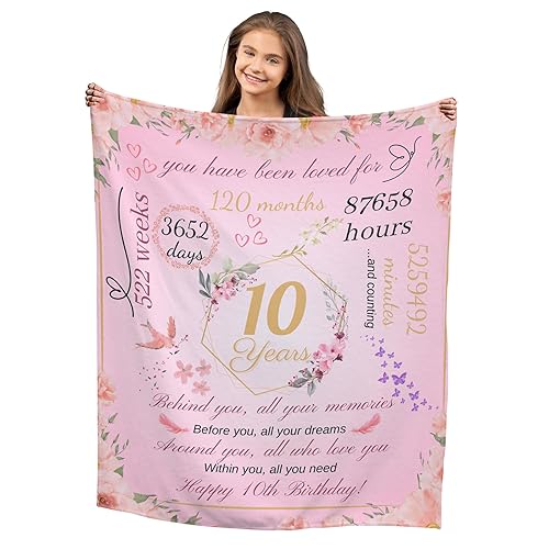 Miniatura 1 de Septan Regalos de cumpleaños para niñas de 10 años, manta de cumpleaños número 10, Navidad, ideas de cumpleaños para niñas de 10 años, decoraciones
