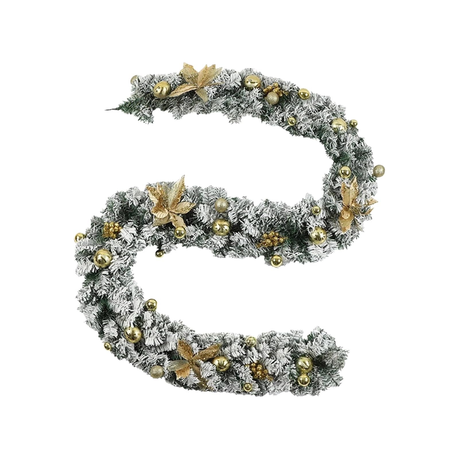 Kalttoy Easy Installation Winter Wreath Pine Garlands with Red Berries Flocking Christmas Decoration for Window Wall and Mantels Door Frame Flocking Wreath Decoration