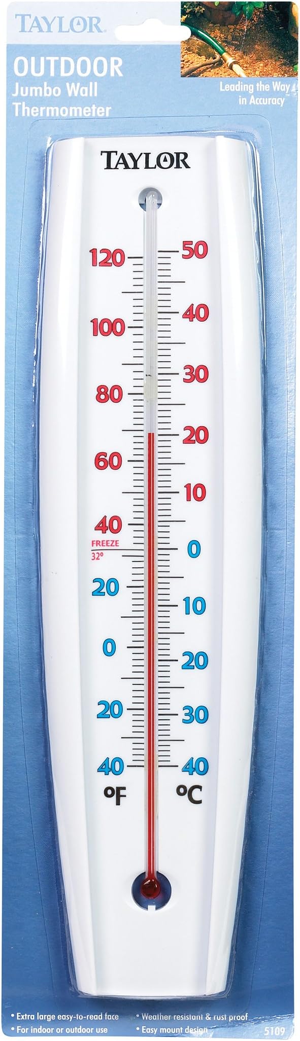 Taylor Indoor Outdoor Thermometer - Jumbo Number Wall Thermometer, 14.5in