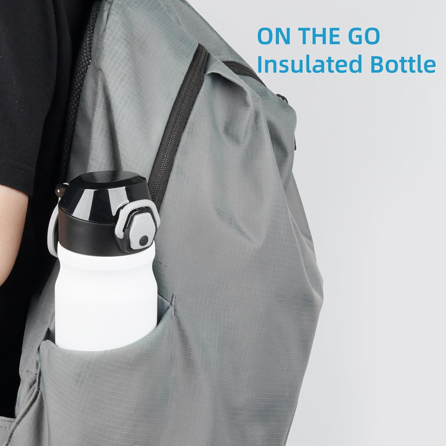 Insulated Water Bottle with Straw and Carry Loop,18 oz Stainless Steel Double Wall Vaccum Metal Water Flask with Leak-proof Lid,White - Image 6