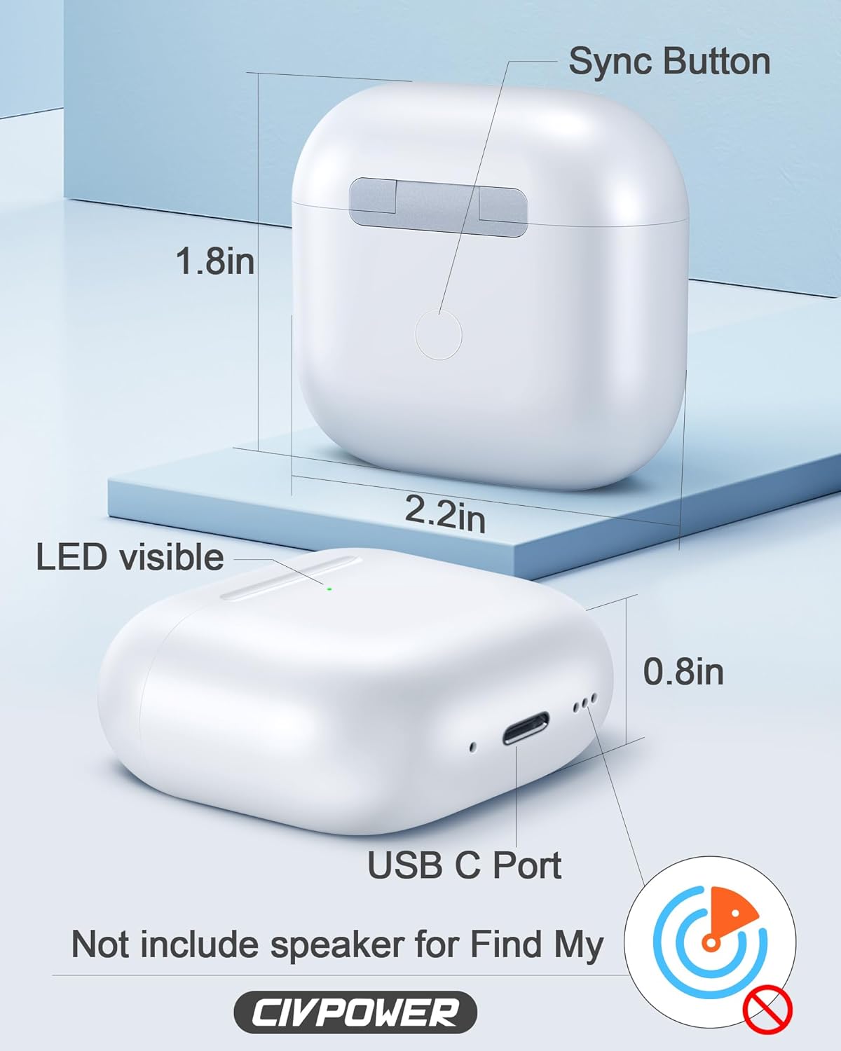 CIVPOWER Charging Case Replacement for Air pods 4th, Compatible for Air Pod 4th Generation Wireless Charger Cases with Bluetooth Pairing (No Earbuds) - White