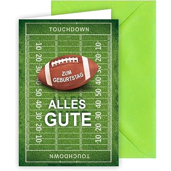 ke - unique b6 male birthday card with envelope - football touchdown - happy birthday card