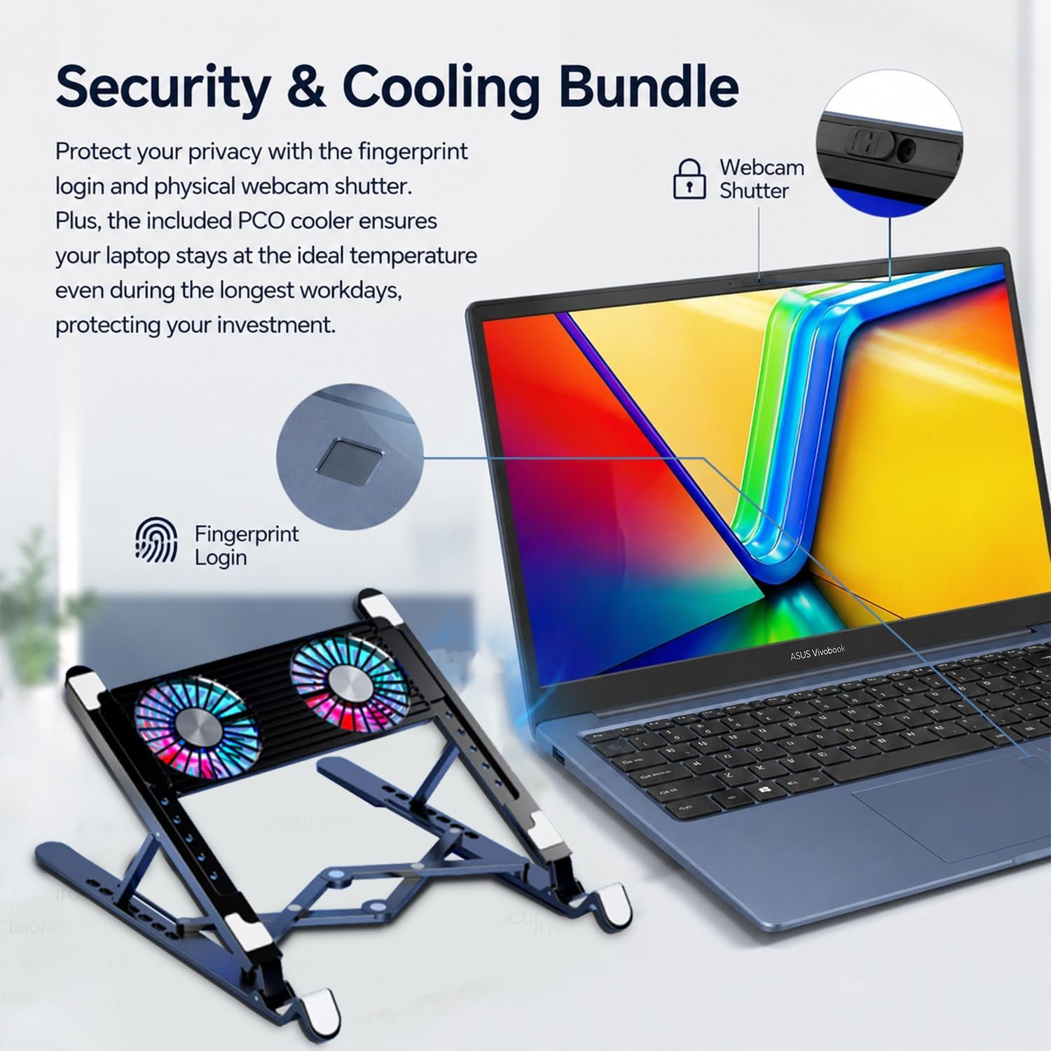 ASUS Vivobook 15 Laptop, Core 7 150U(5.4GHz, >i7 1255U), 15.6" FHD Touchscreen, 16GB DDR5 RAM, 1TB SSD, Fingerprint for Secure Login, Backlit Keyboard, Win11 Pro for Professionals, Blue, PCO Bundle image 6