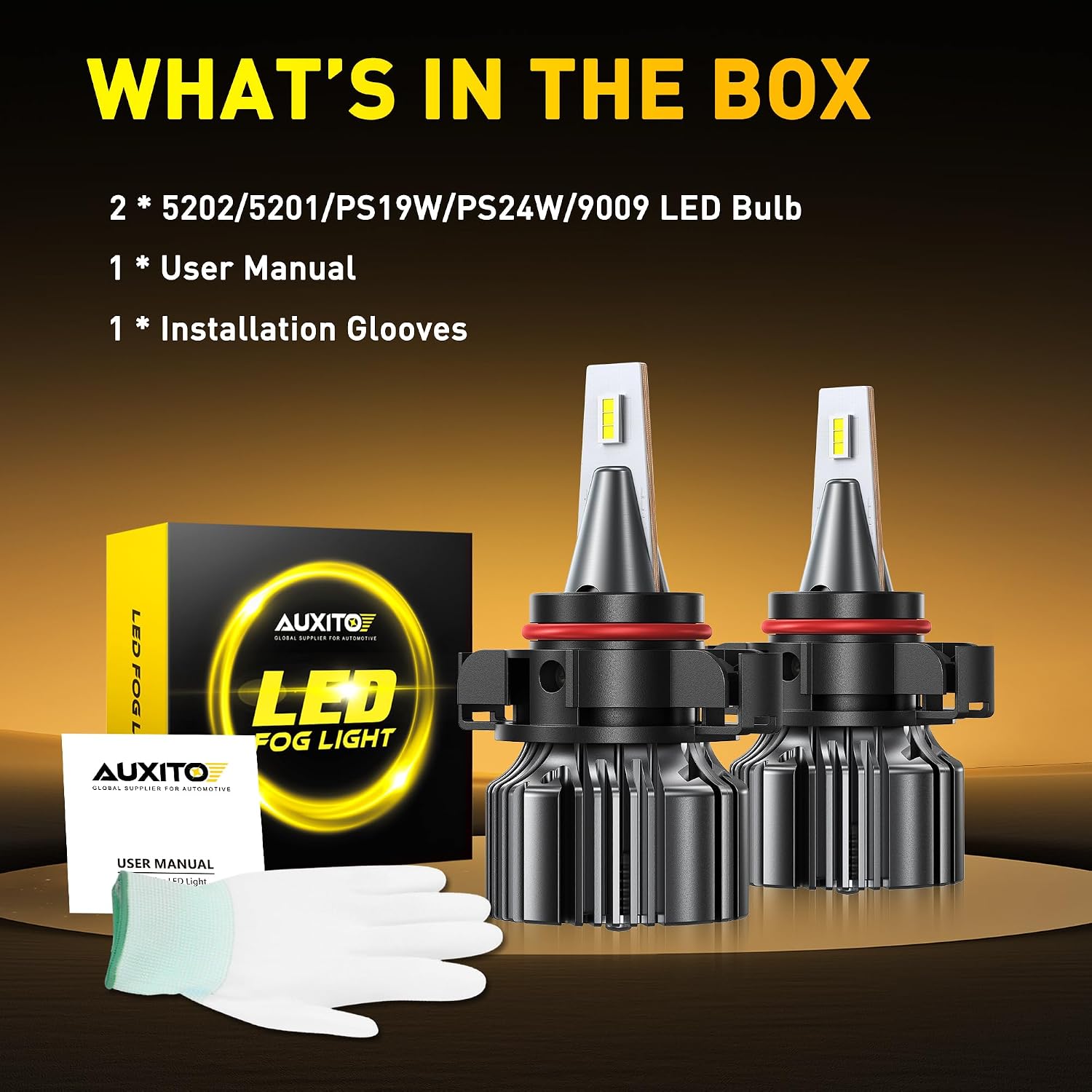AUXITO 2504/PSX24W LED Fog Light Bulbs 18000LM, 1000% Brighter 6500K 12276 Fog Lights, 1:1 OEM Replacement for Cars Trucks SUVs, 3-Minute Installation, IP68 Waterproof, Pack of 2