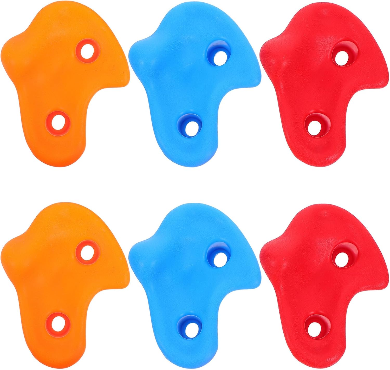 LIOOBO 6pcs Rock Climbing Holds Set with Screws, Thick Sturdy Plastic Wall Grips for Indoor and Outdoor Climbing Training, Playground and Home Climber Attachments, Blue Red Orange