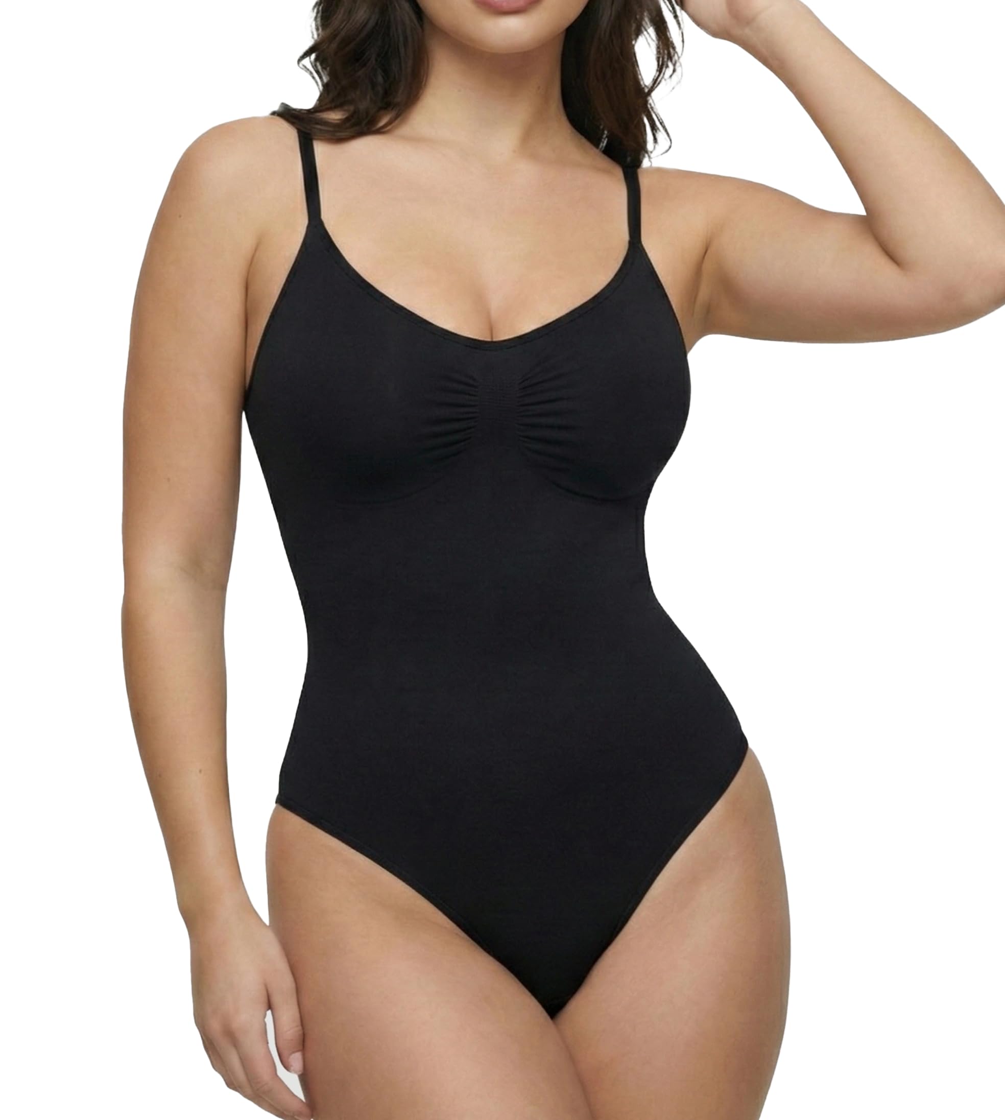 Conturve Women's Black Shapewear Bodysuit Tummy Control Body Shaper Seamless Sculpting Waist Body Suit Panty ( - Xs)