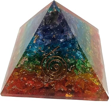 Seven Chakra Onyx Stone Orgone Pyramid with Tree of Life Symbol for Feng Shui Chakra Stone Balancing Reiki Crystal Healing Spiritual Decor