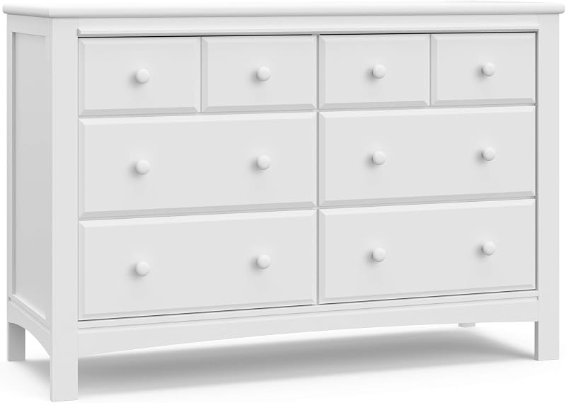 Benton 6 Drawer Double Dresser, White | GREENGUARD Gold Certified, White Dresser for Bedroom, Kids & Nursery Storage, Safety Interlocking Drawers, Kids Bedroom