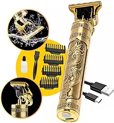 Máquina De Cortar Cabelo Profissional Dragão Acabamento Sem Fio Cabelo Barba Pezinho Recarregável 4 Pentes Óleo Escovinha Premium