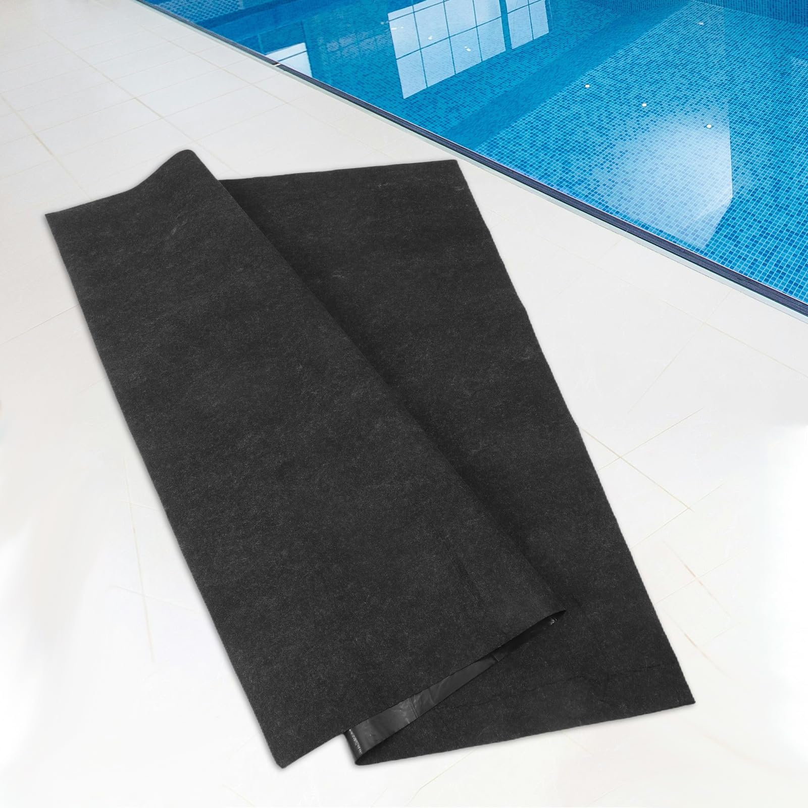 YARNOW Tapis de Spa au Sol 1 Pièce en Feutre PE Noir, Antidérapant
