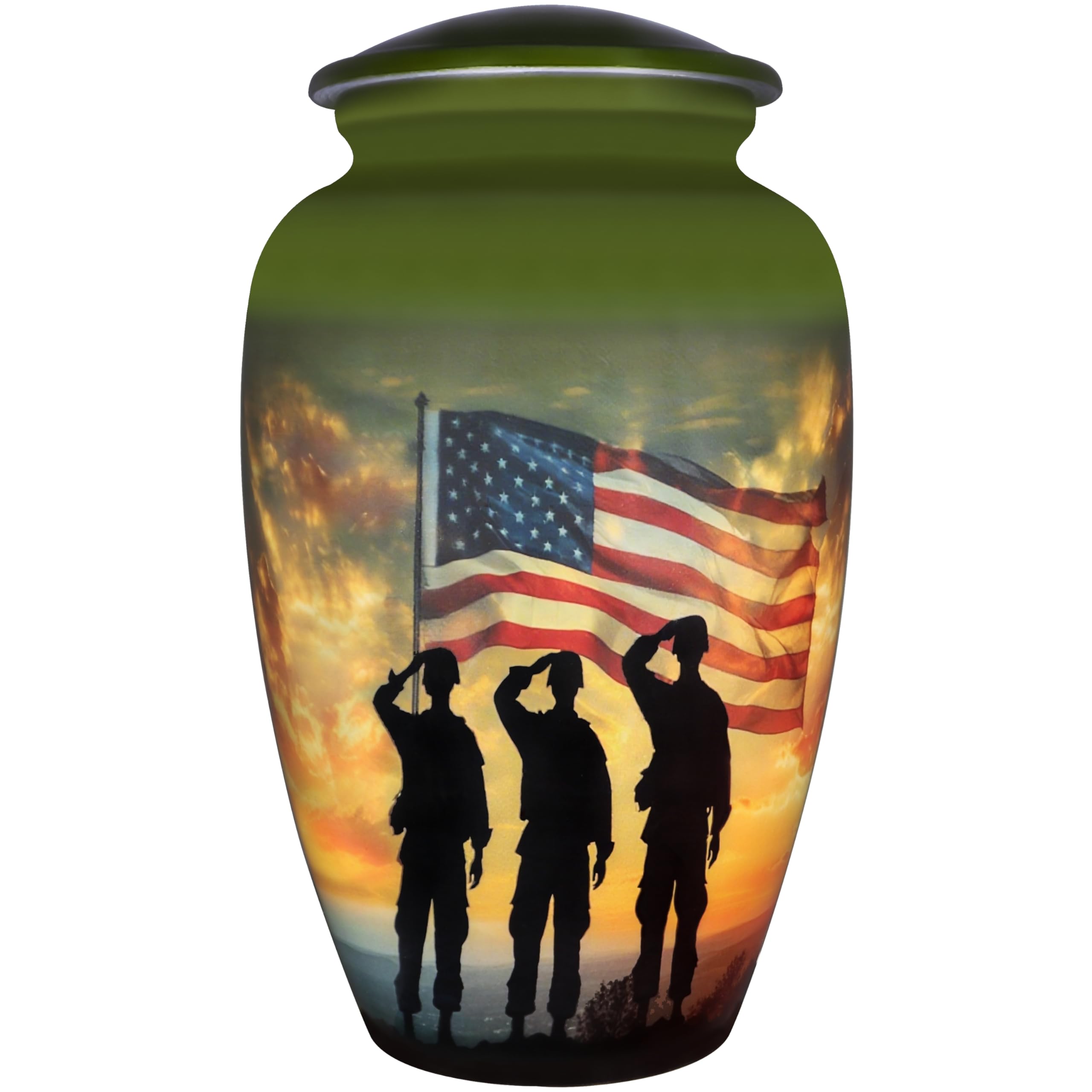NANIURN American Flag Urn, Burial Urns for Adult Human Ashes, Army Green