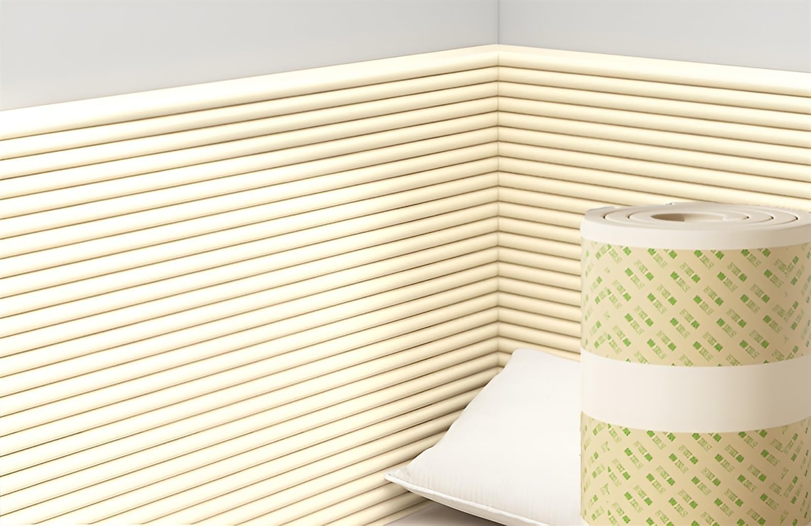 Paneles Decorativos para Pared, Esponja Cabezales Cama Matrimonio, Cabeceros Acolchados para Dormitorio, Sala De Juegos, con Protección contra El Calor Y El Frío(Beige,20cm x 2m)
