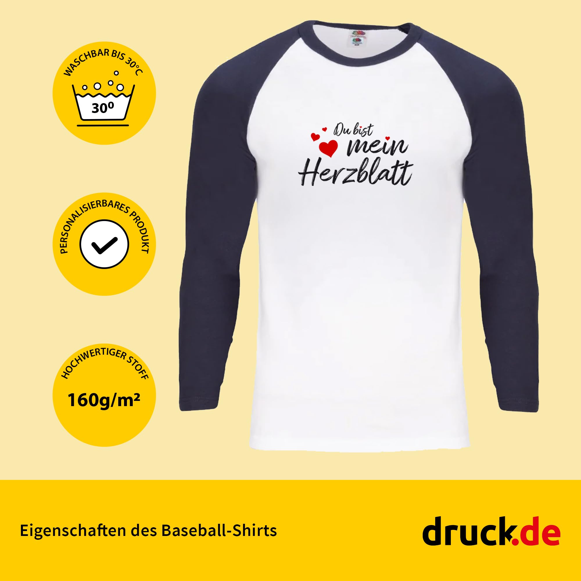 Baseball Langarm Shirt Damen Bedrucken - Foto und Text | Damen Baseball Langarm Shirt personalisieren und bedrucken lassen, mit Foto und Text selbst gestalten