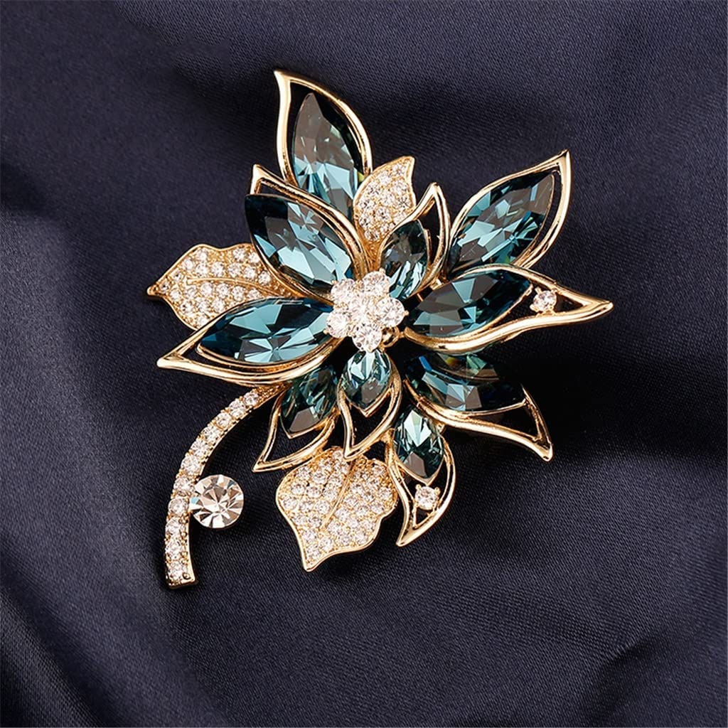 Kristallbrosche blau Damen Brust Blume Mikro eingelegt Zirkon Kupfer vergoldet Brosche Kleidung Zubehör