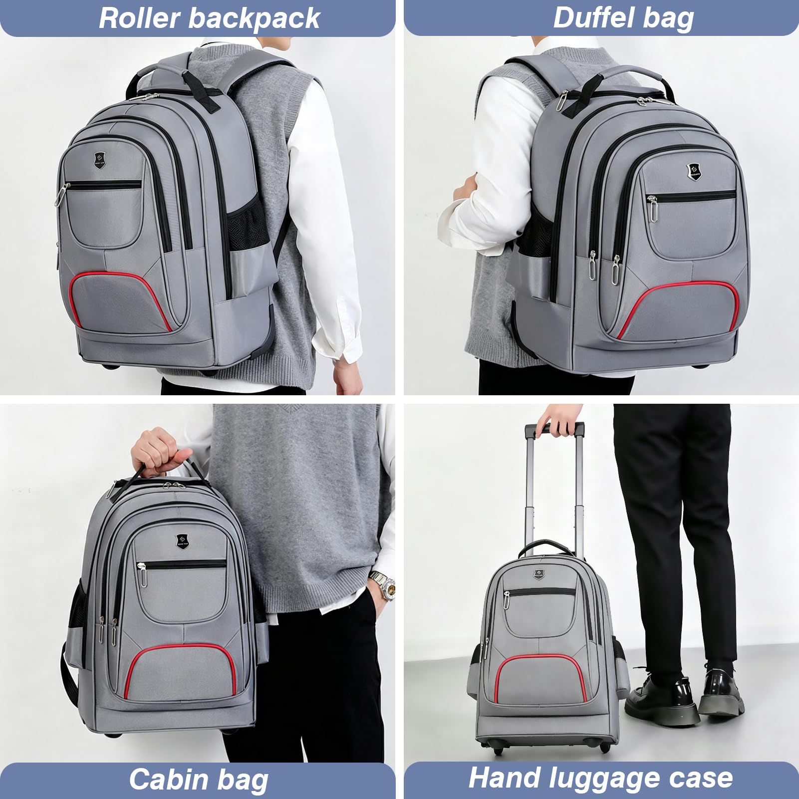 Zaino Trolley Per PC Bagaglio A Mano Borsa da Viaggio con Scomparto Per Computer Impermeabili Lavoro e Tempo Libero Uomo Donna