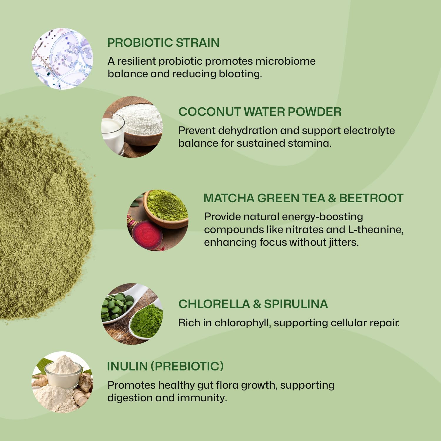 ColonBroom Superfood Greens Powder Supplement | Super Greens Juice Powder with Probiotics, Prebiotics, Spirulina & Chlorella | Natural for Energy, Immunity, Digestion & Detox Support | 28 Servings - Image 4