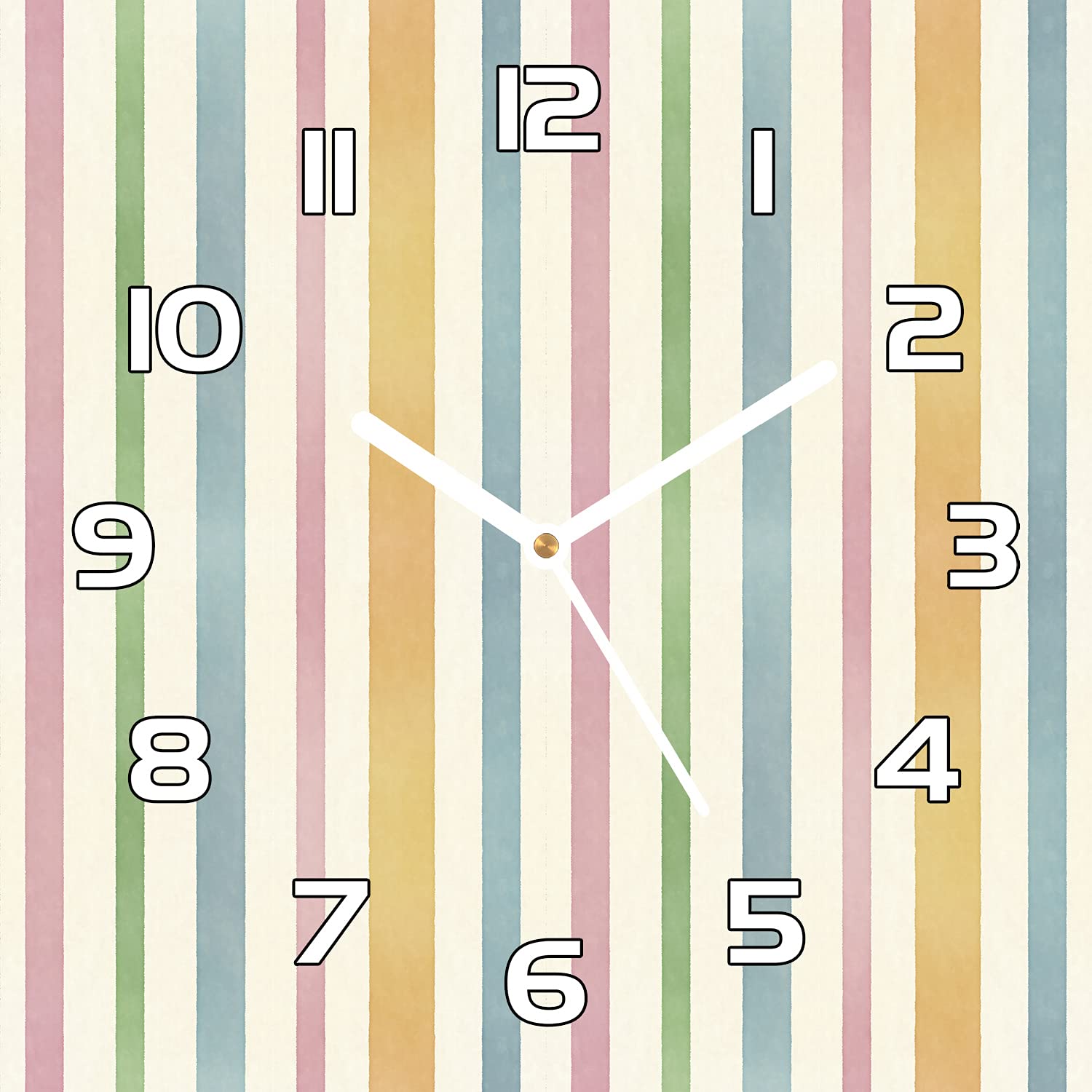 Horloge en verre 30x30 cm Coloray avec aiguilles noires et motif de lignes stripe résumé
