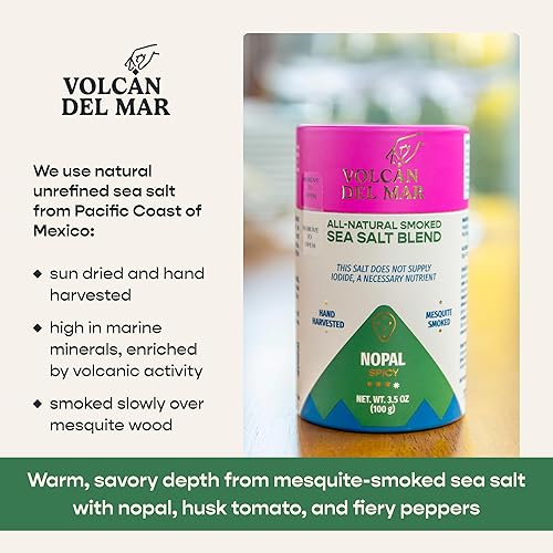 Miniatura 6 de VOLCAN DEL MAR Mesquite - Copos de sal marina ahumada - Mezcla de sal marina de Colima gourmet sin refinar de México - Condimento 100% natural para