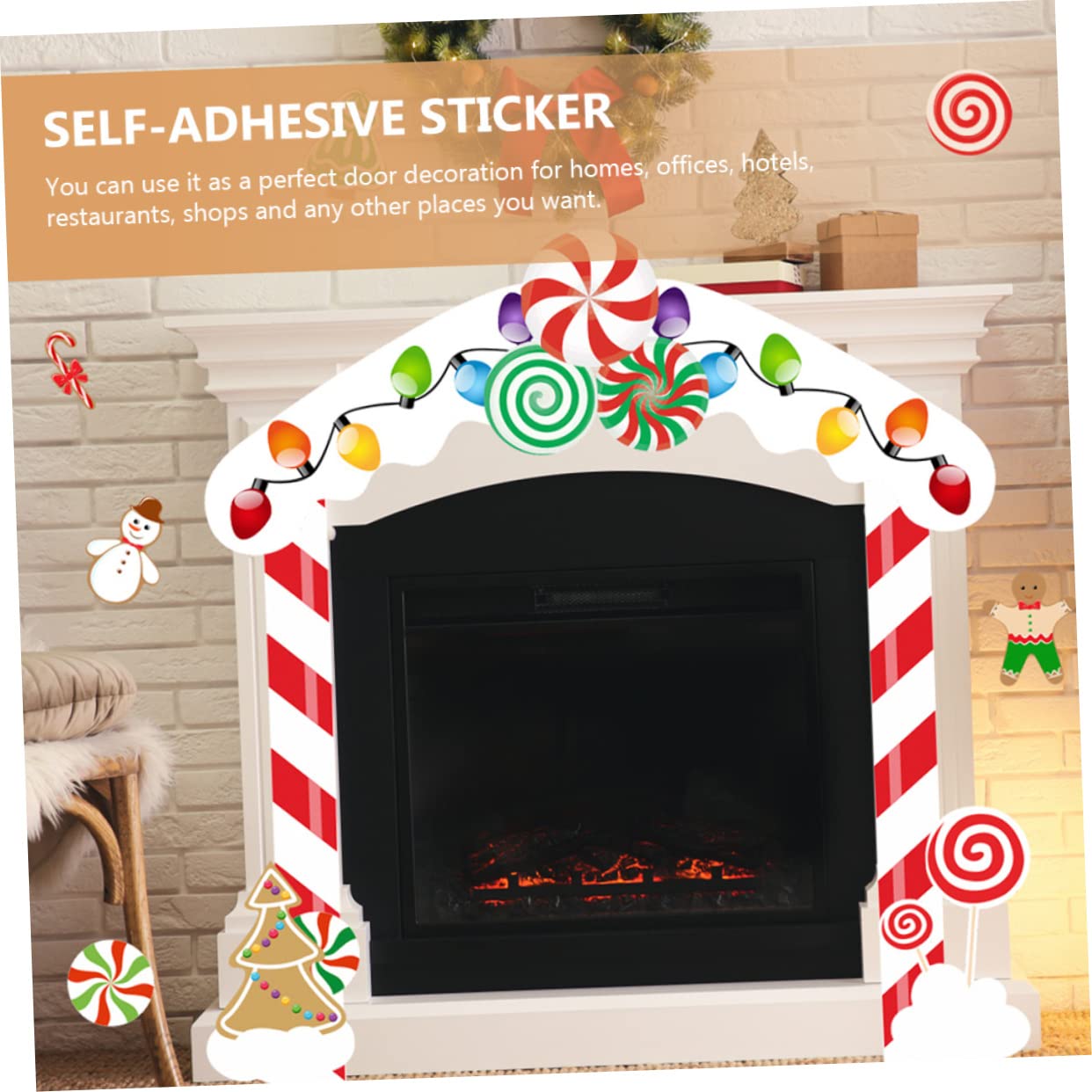 HOMSFOU 5sets Adesivi Natalizi Per Porta Decorazioni Festive Per Interni Ed Esterni Facile Applicazione e Adatto Tutti Tipi Di Porte Crea Un Atmosfera Magica Per Feste Di Natale