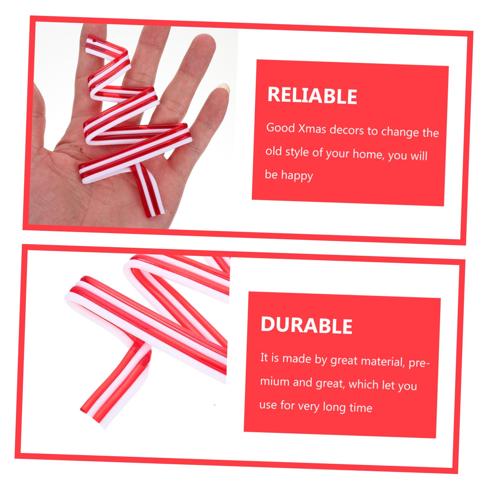 PRETYZOOM 50 Stück Simulierte Weihnachtssüßigkeit Weihnachtsschmuck Festliche Anhänger Christbaumschmuck Aus Süßigkeiten Weihnachtsdekore Weihnachtsbaum-lutscher-Ornamente Rot Plastik