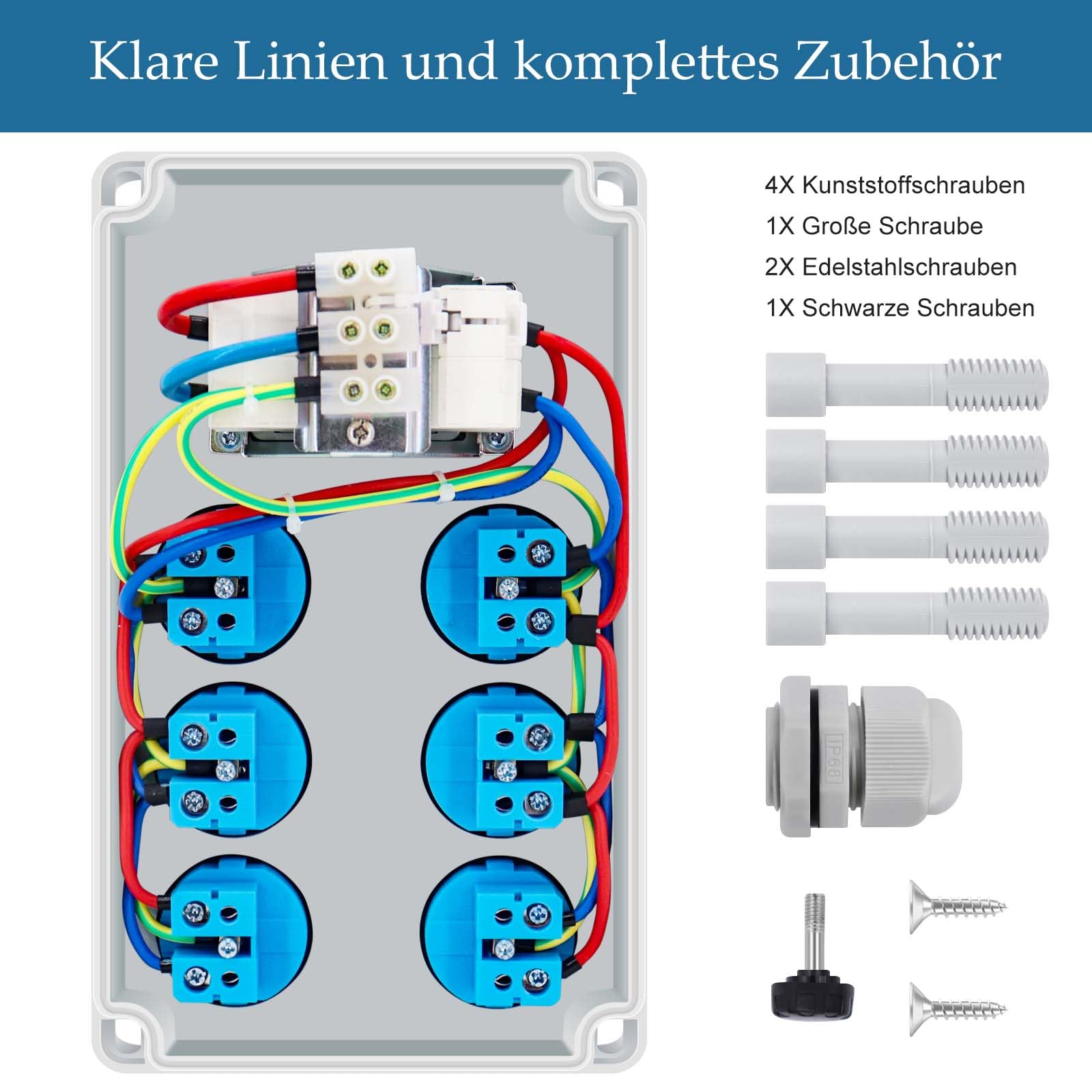 Produktbild von Baustromverteiler Stromverteiler Mit FI Schalter Wandverteiler 6 X 16A