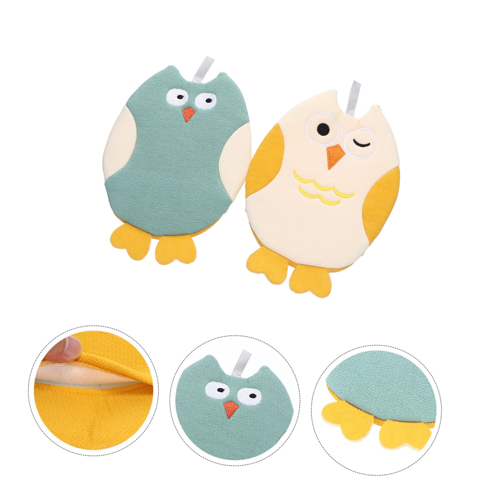 Healvian 10pièces De Bain Éponge Pour Garçon Fille Serviettes De Cartoon Owl Owl Douceur Et Confort Pour Bain Des Bébés