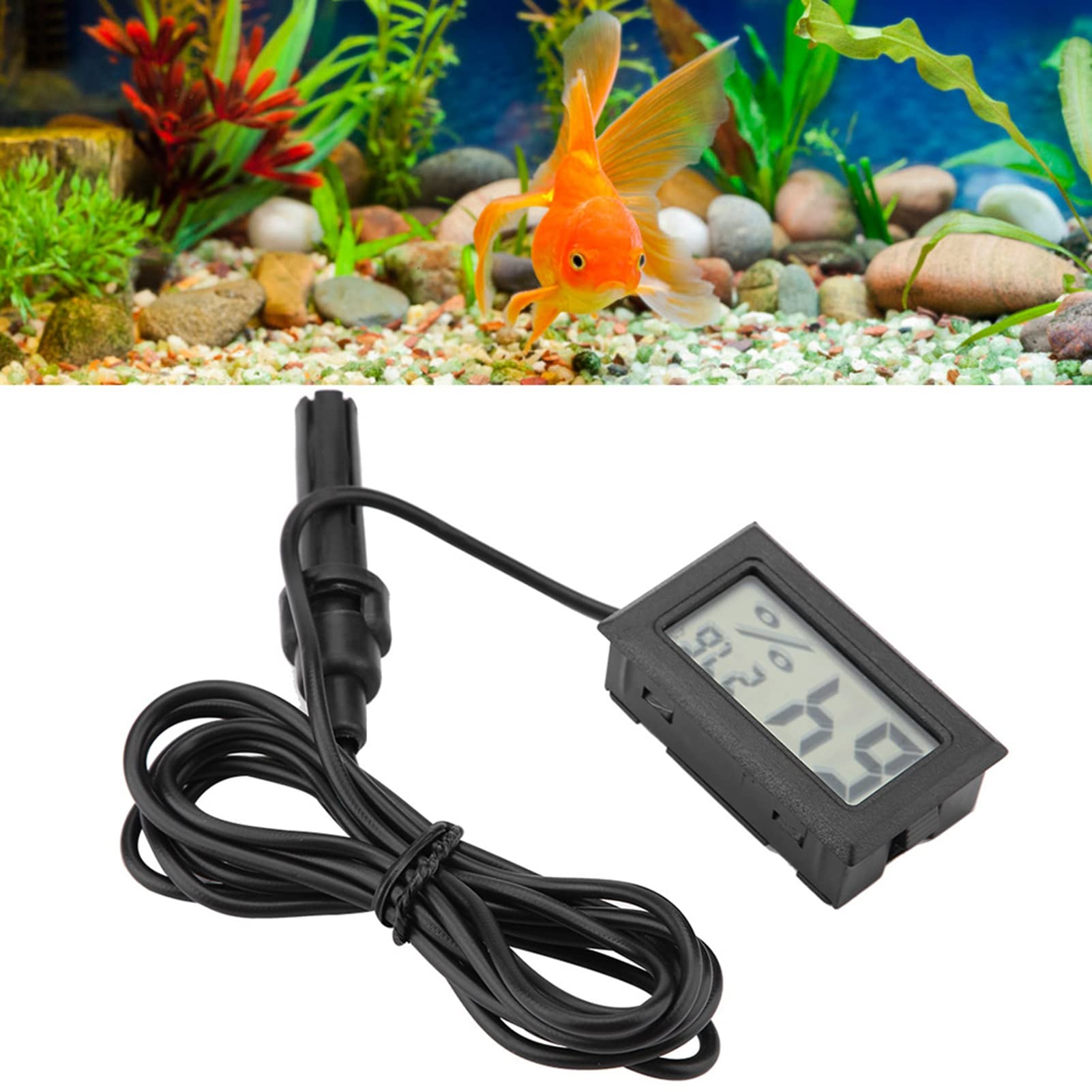 Hygromètre Thermomètre LCD à Mini-sonde Intégré avec Sonde Externe pour Incubateurs, Couveuses, Réservoir de Reptiles, Aquarium, Réservoir de Poissons
