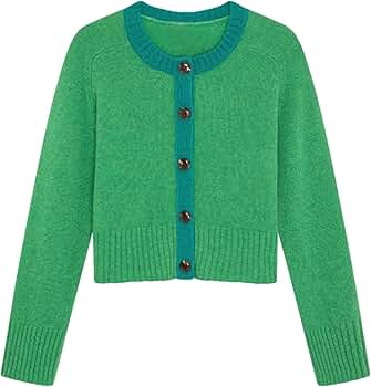 Springrain Womens Cropped Cardigan Long Sleeve Button Down Sweater