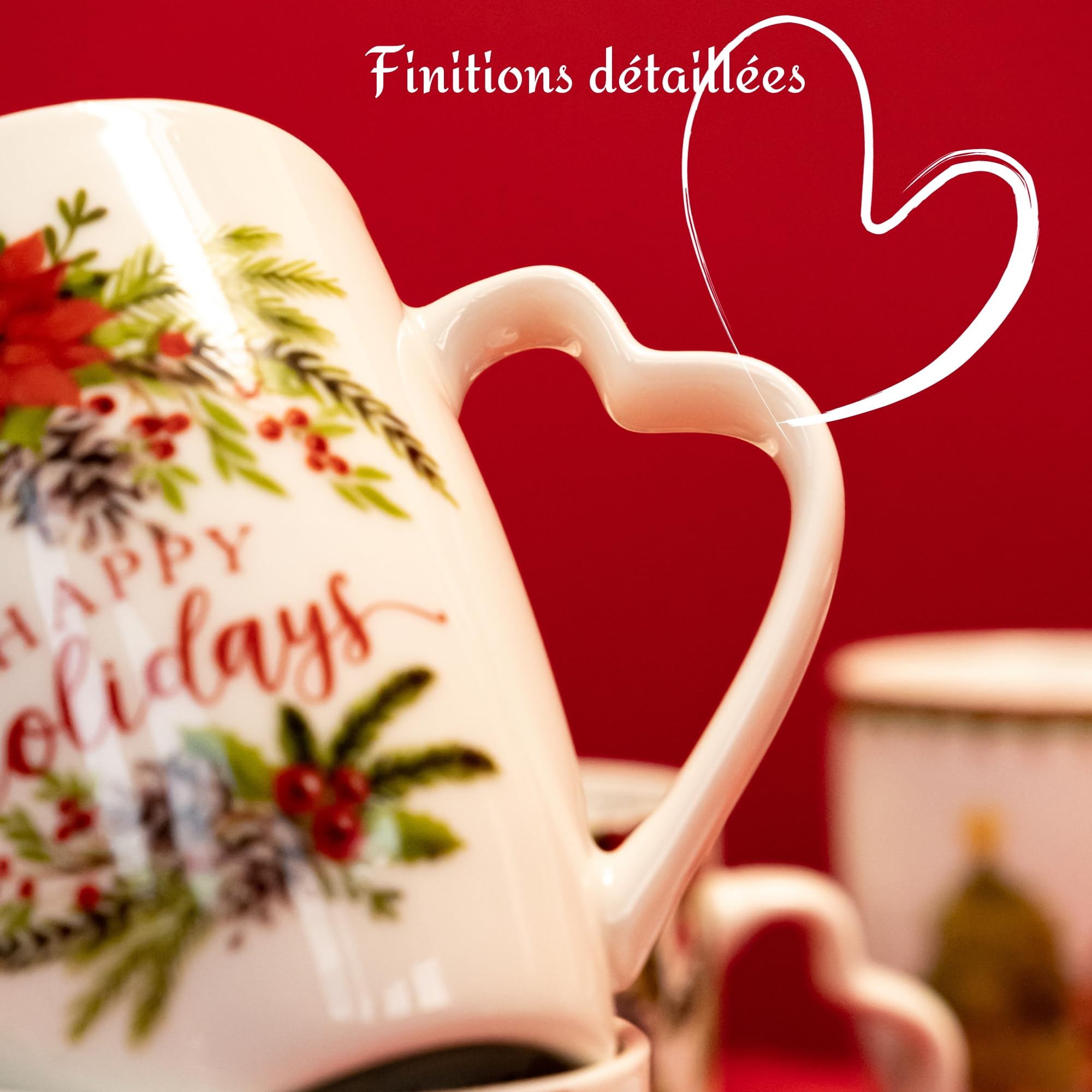 NAMAI-Ensemble de 4 Tasses de Noël-Mug-Convient au Lave-Vaisselle et au Micro-Ondes-8cmx10cm-Porcelaine-Tasses de Petit-Déjeuner Spéciales-Tasse de Noël-Tasse de Petit-Déjeuner Spéciale (3)