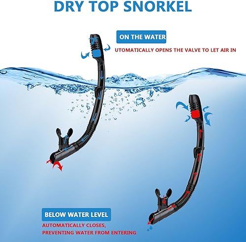 Miniatura 4 de Juego de máscara de esnórquel para adultos y jóvenes, máscara de buceo y esnórquel seco completo es adecuado para esnórquel, buceo, natación