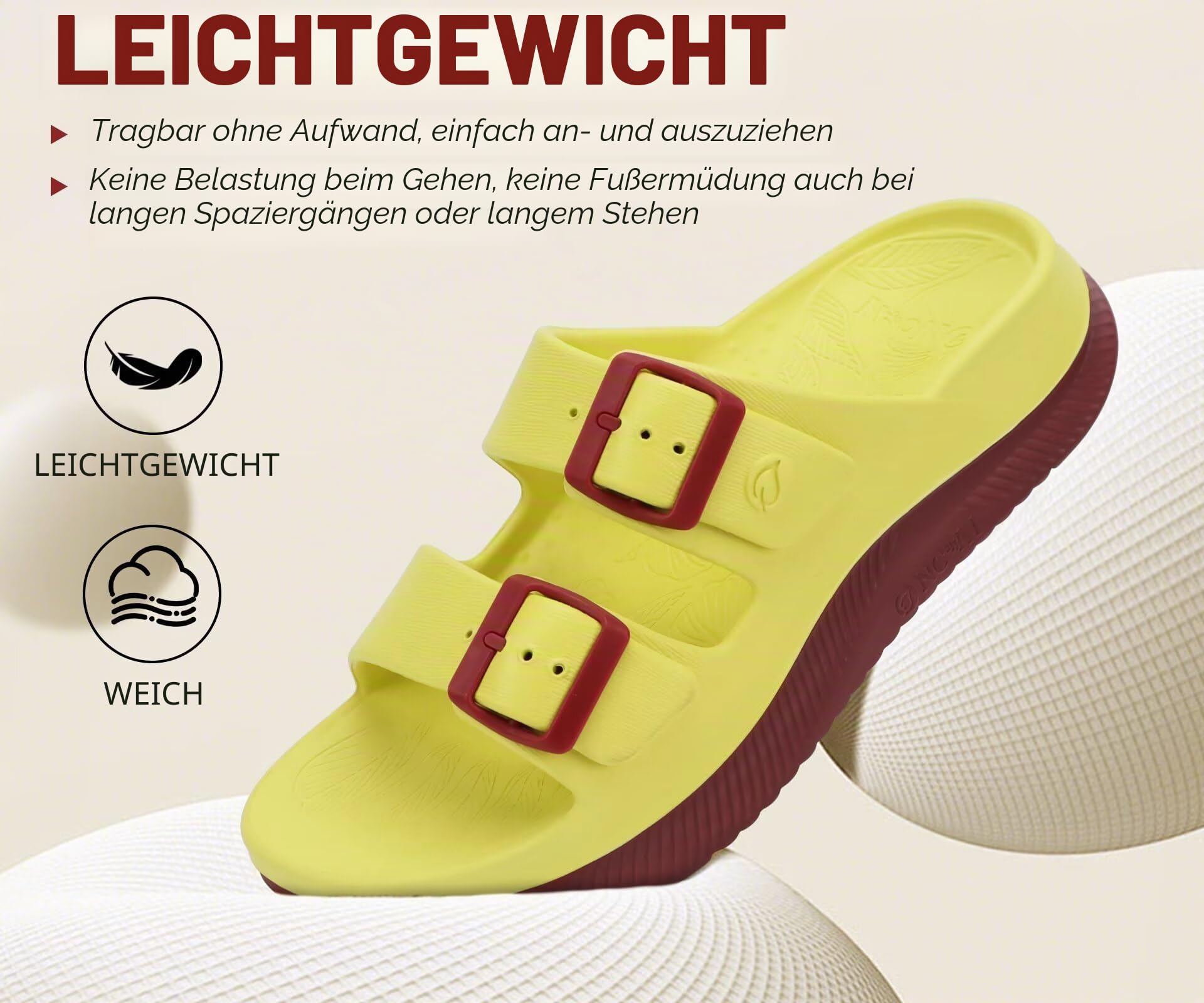 ONCAI Damen Sandalen Pantoletten mit Verstellbarem Riemenverschluss Outdoor Sport Athletic Slides Offenen Zehen und Dicker Polsterung mit Athletischen Komfortablen Gummisohlen Größe EU36-42