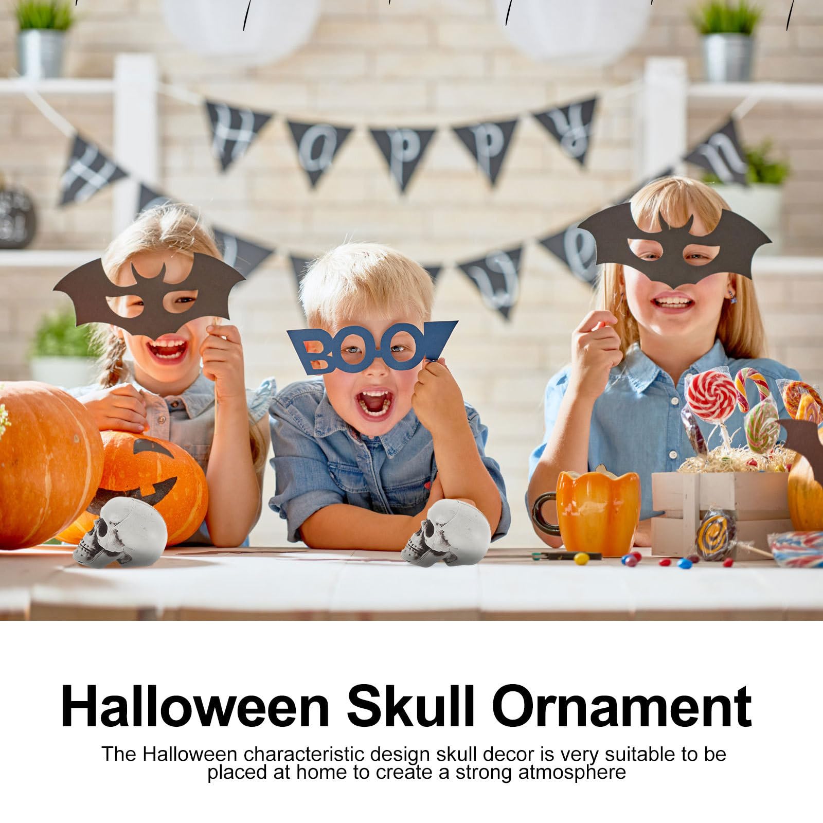 OSALADI 36 Pezzi Decorazione di Halloween Teschio in Plastica Realistica per Festa, Accessorio Spaventoso e Decorazione Casa per Halloween e Feste a Tema