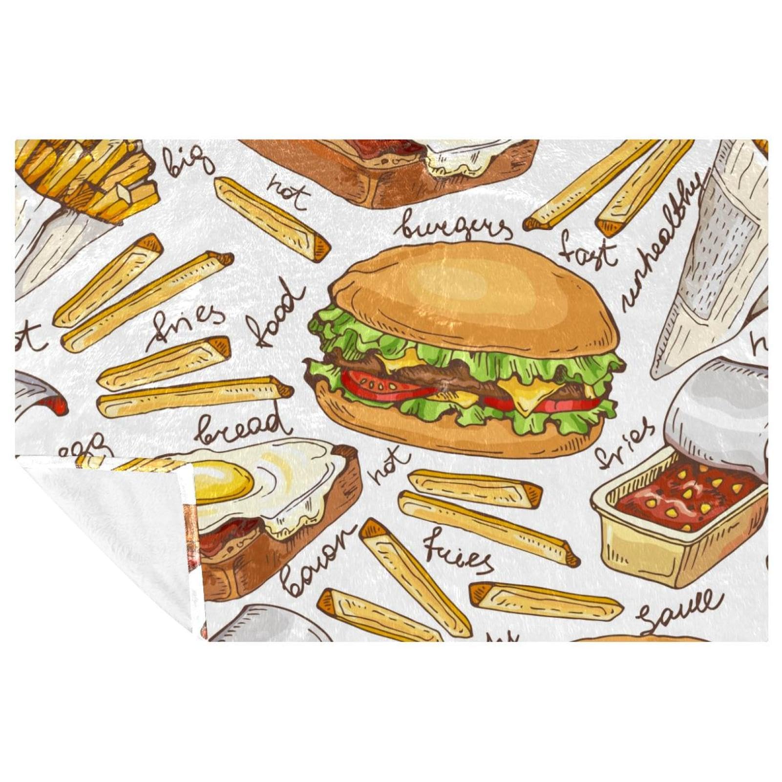 Couverture imprimée burger haut de gamme jeté de lit et canapé douillet