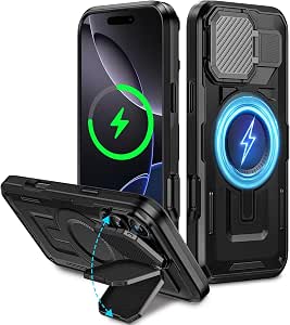 Coque Caka IPhone 13 Pro Avec Support Anneau Rotatif 360° Et Cache-objectif Coulissant - Vert