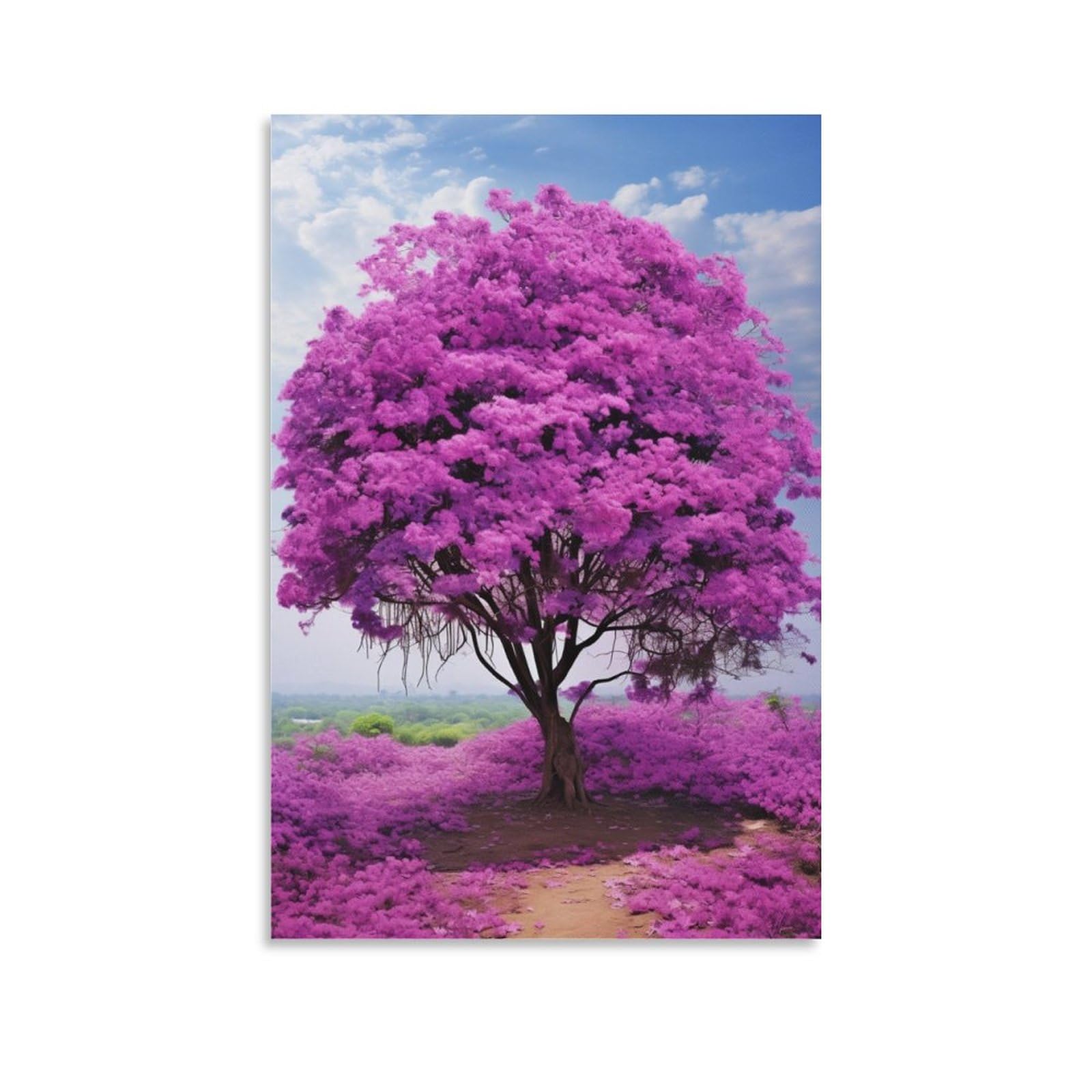 AYAROS Flower Tree Canvas Wall Art for Bedroom Modern Beautiful Purple Plant Wall Decor Poster for Room Aesthetic Unframed 12x18 inch