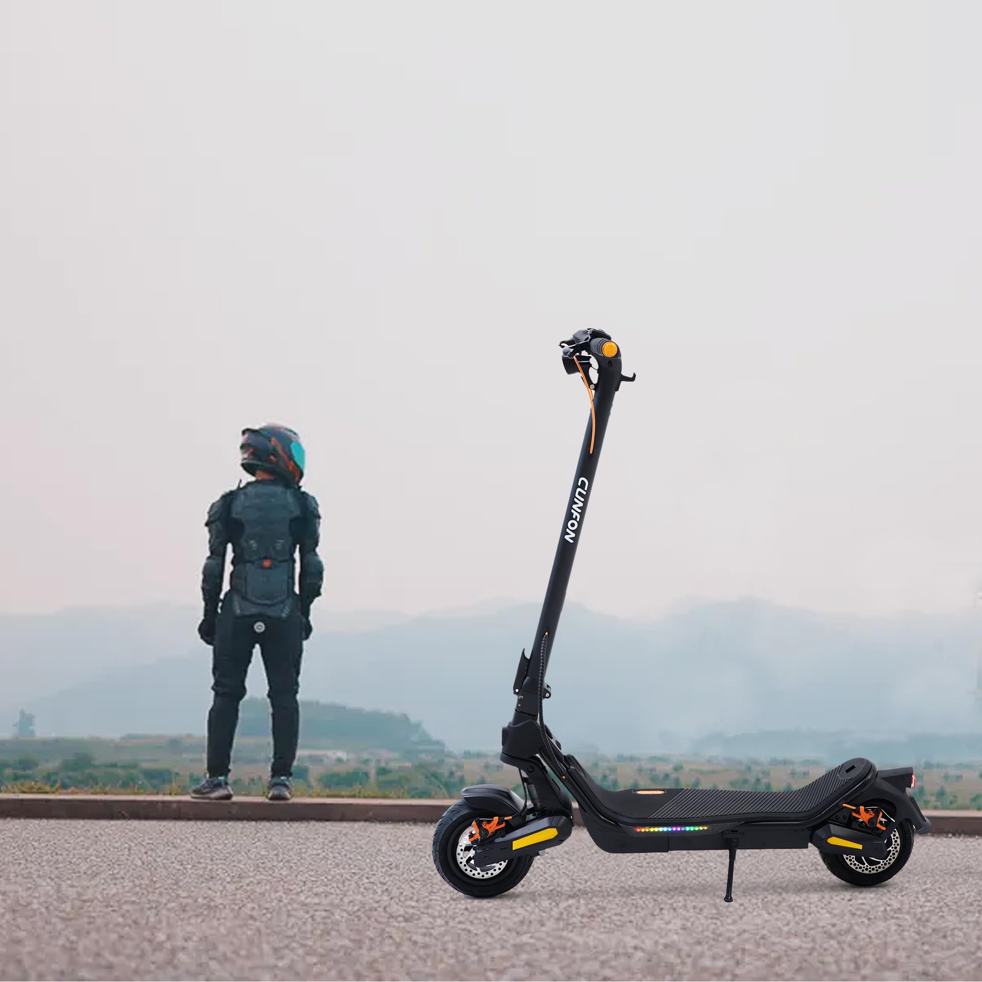 Trottinette Electrique Adulte, Moteur 1000W, Autonomie 45-55KM, Batterie 13 Ah, 9.5" Tout Terrain Trotinette Electrique Pliable, Double Amortisseurs, Double Frein, avec App