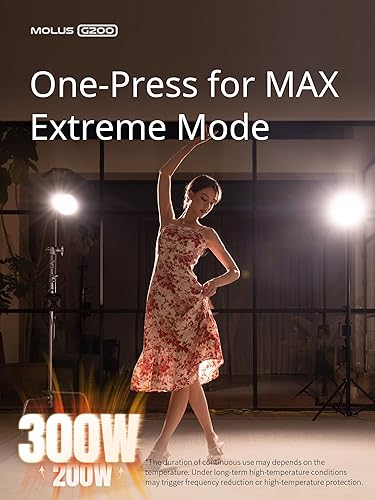 Miniatura 4 de ZHIYUN Molus G200 oficial Luz de video COB de 200 W, iluminación de salida continua portátil, 2700-6500K 9460