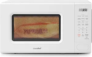 COMFEE CMO-C20M1WH Retro Microwave with 11 power levels, Fast Multi-stage Cooking, Turntable Reset Function Kitchen Timer, Speedy Cooking, Weight/Time Defrost, Memory function, Children Lock, 700W