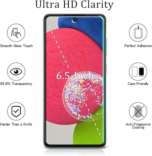 Miniatura 2 de MAYtobe Paquete de 2 Protector de pantalla de vidrio templado diseñado para Samsung Galaxy A52 5G4G, sin burbujas, fácil de instalar